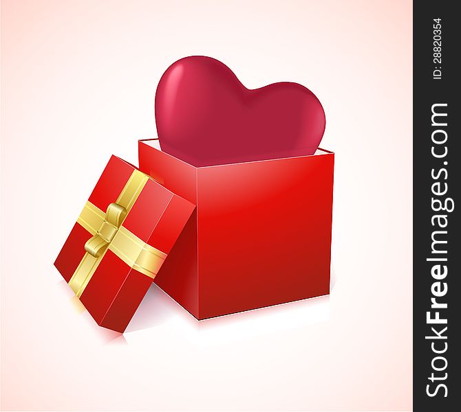 Open Box With Heart Vector Illustration