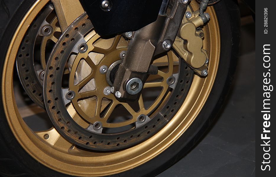 The Wheel and Disc Brake of a Motorcycle. The Wheel and Disc Brake of a Motorcycle.