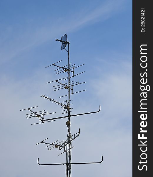 Multi antenna high in sky with cloud