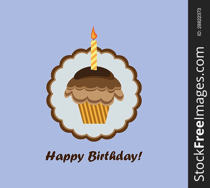 birthday card with cupcake and candle. birthday card with cupcake and candle