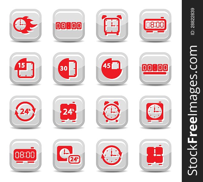 Clock Icon Set for web and mobile. All elements are grouped. Clock Icon Set for web and mobile. All elements are grouped.