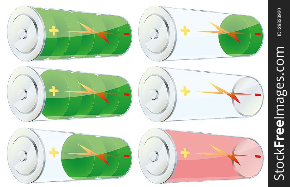 Battery  illustration isolated several versions of eps 8