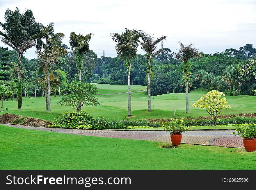 Golf course photo for with green filed. This is sport concept