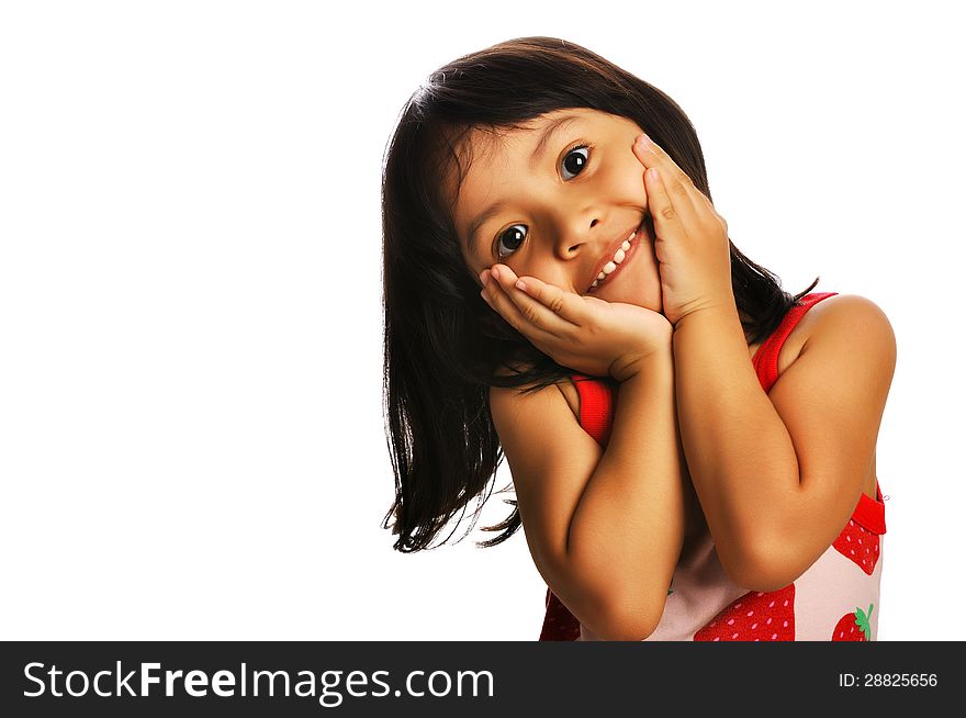 Cute asian child isolated over white background. Cute asian child isolated over white background