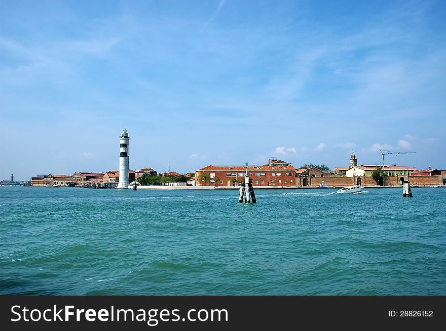 Murano Island White Lighthouse, Venice, Italy