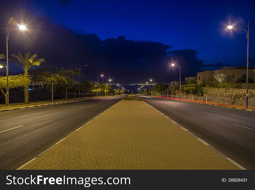 The shot was taken from the local street in Eilat - famous resort city of Israel. The shot was taken from the local street in Eilat - famous resort city of Israel