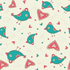 Seamless Pattern With Birds And Hearts Royalty Free Stock Images Seamless Pattern With Birds And Hearts Royalty Free Stock Images