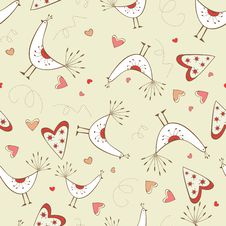 Seamless Pattern With Birds And Hearts Stock Image Seamless Pattern With Birds And Hearts Stock Image