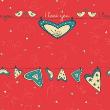 Seamless Pattern With Birds In Love And Hearts Stock Photo Seamless Pattern With Birds In Love And Hearts Stock Photo