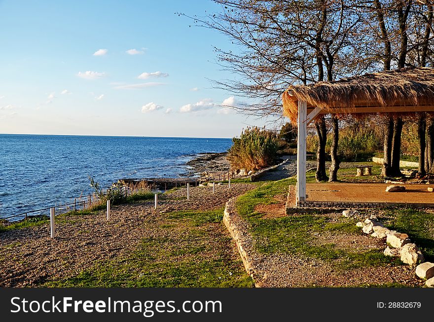 Croatian beach on adriatic sea in autumn. Croatian beach on adriatic sea in autumn