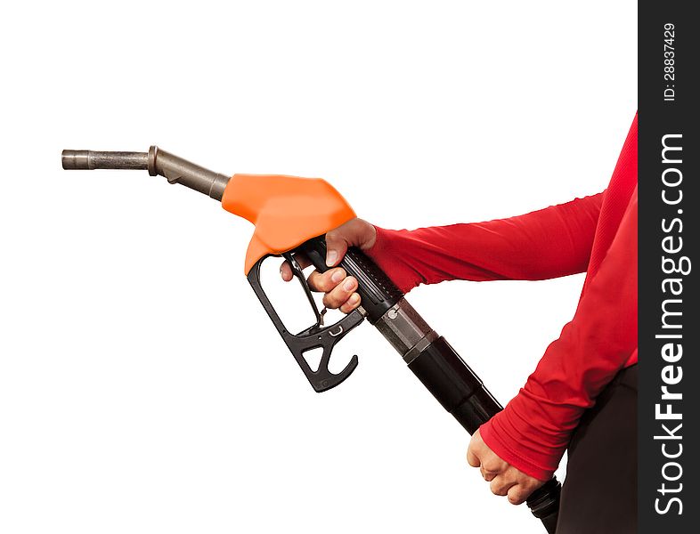 Gas Station Worker and service on white background