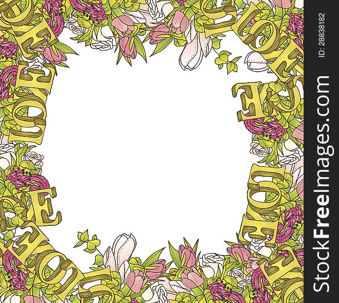 Vector background with flowers and love
