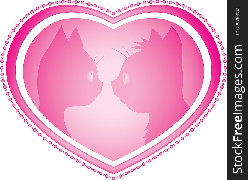 Valentines day card with cats. Vector illustration