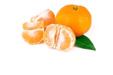 Tangerine With Leaf, On White Background Stock Images Tangerine With Leaf, On White Background Stock Images