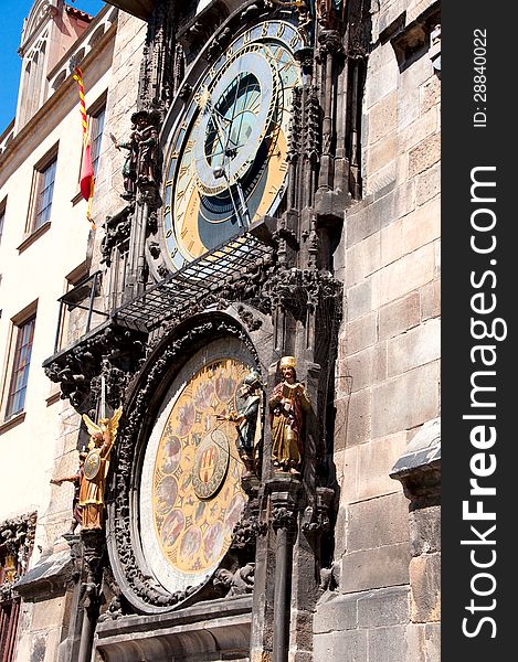 Detail from old clock tower in center of prague. Detail from old clock tower in center of prague