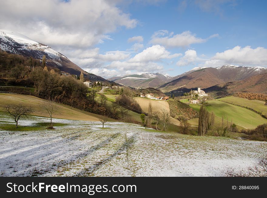 A view of marche mountains in the winter season.