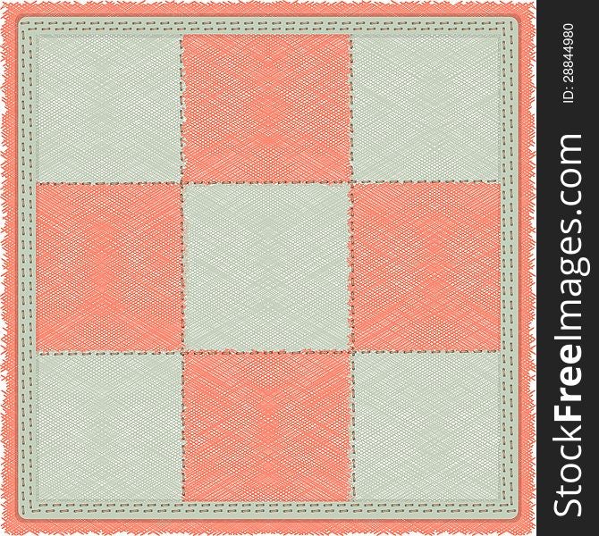 Vintage checkered rug in gray and pink cell. Vintage checkered rug in gray and pink cell