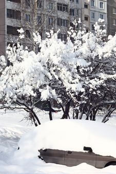 City Under Snow. Stock Photography