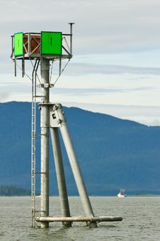 Alaska - Green Navigation Marker Auke Bay Stock Image Alaska - Green Navigation Marker Auke Bay Stock Image
