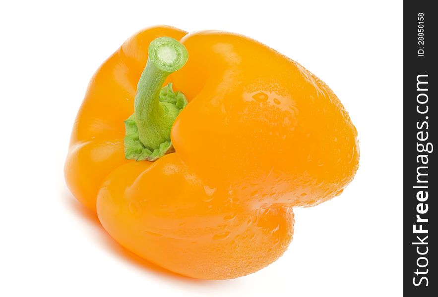 Perfect Ripe Yellow Bell Pepper  on white background