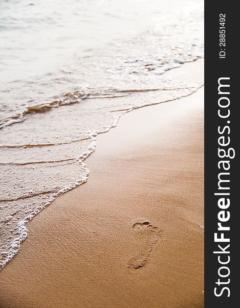 Beach with footprint