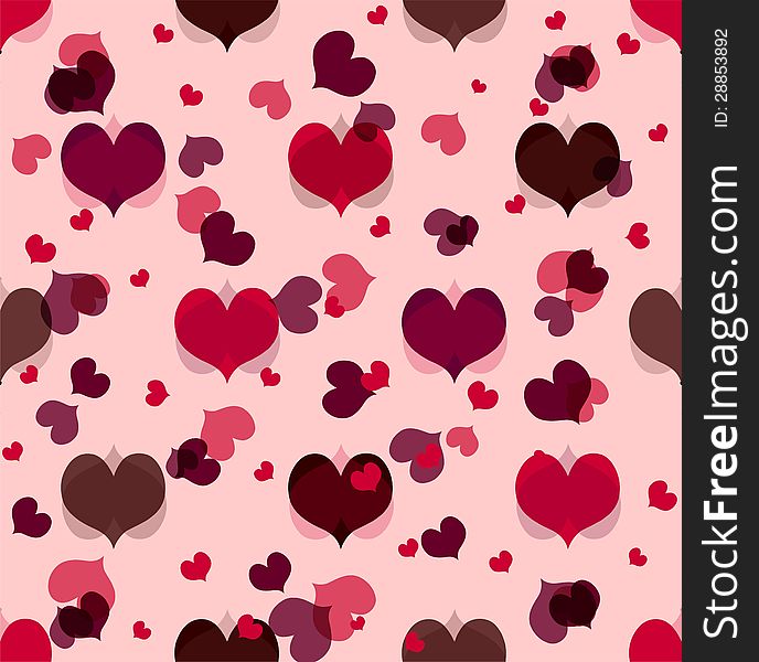 Romantic seamless pattern with abstract hearts for valentines day