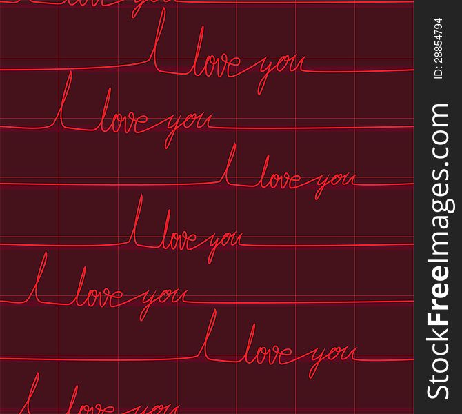 Wave love seamless medical background with heart beat / pulse. Cardiogram ECG valentine day event pattern.