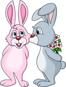 Rabbit Couple Kissing Royalty Free Stock Image