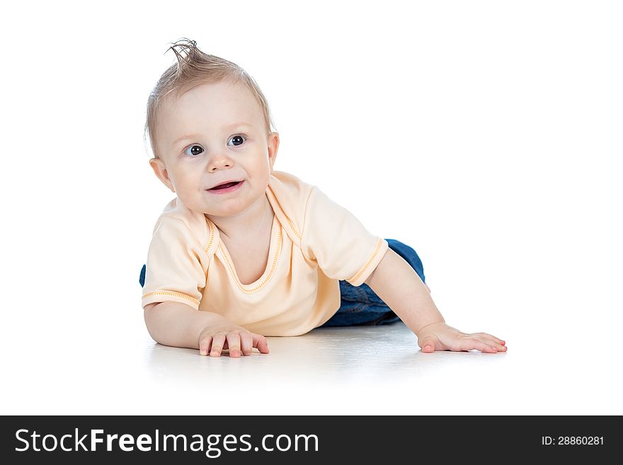 Adorable baby boy lying and smiling