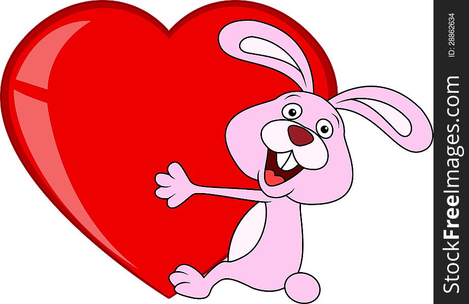 Illustration of Rabbit cartoon with love heart
