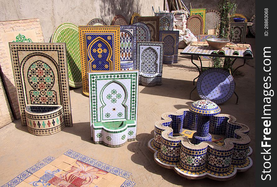 Articles made of Moroccan tiles. Articles made of Moroccan tiles