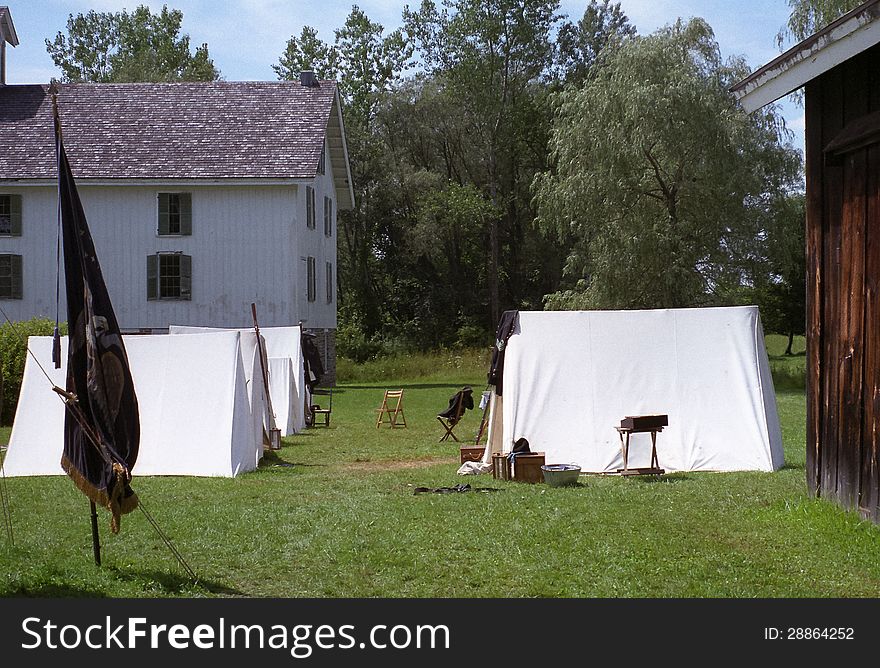 Civil War Reenactment Camp with tents