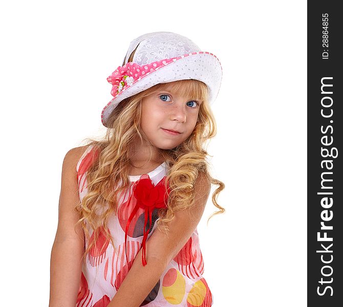 Beautiful little girl isolated on white background