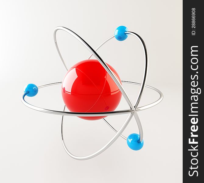 Atom illustration on neutral background