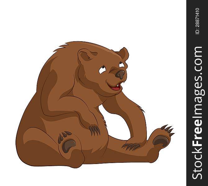 Vector image of funny cartoon brown bear