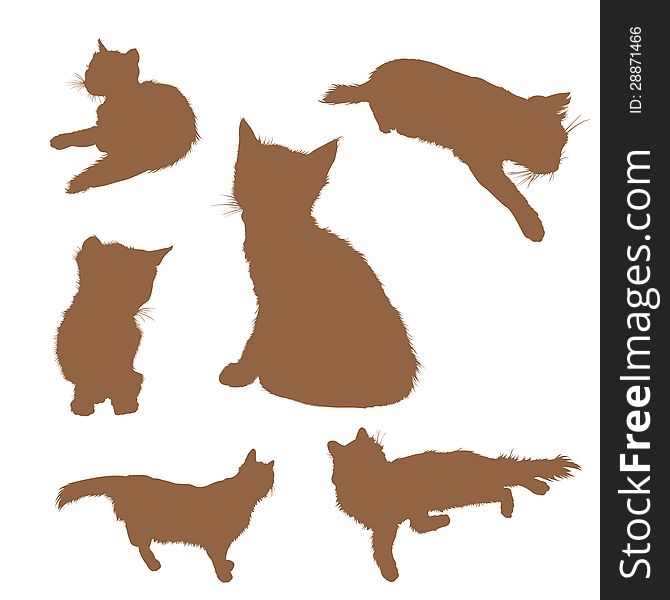 Vector image of silhouettes of sitting cats. Vector image of silhouettes of sitting cats