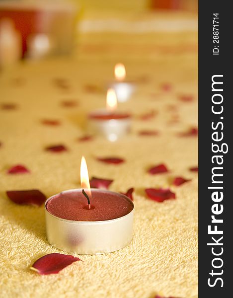 Candle on a massage table