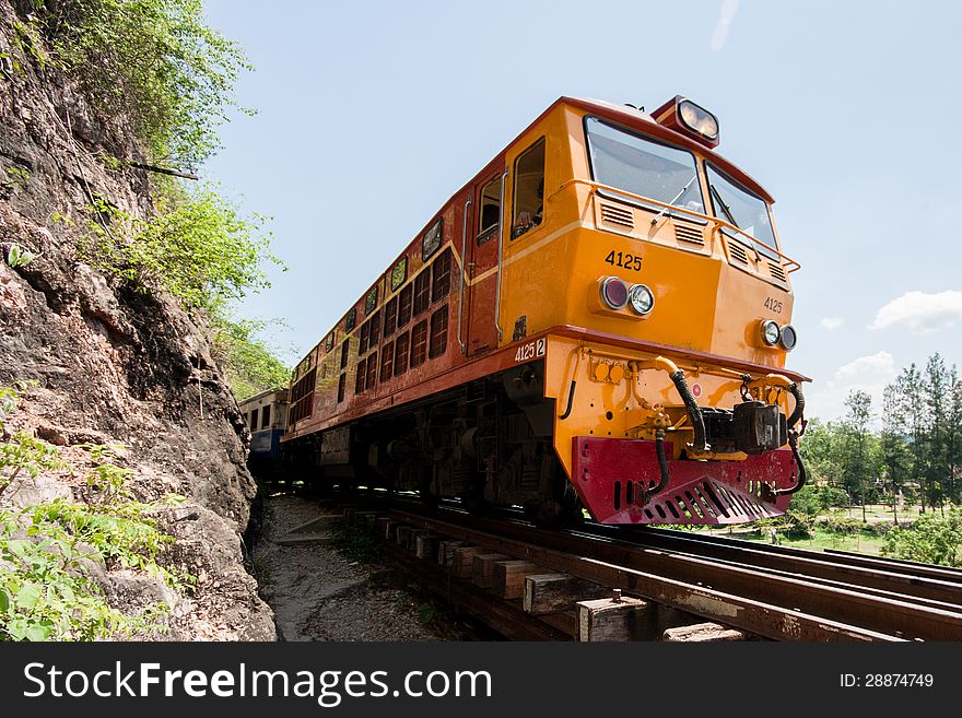 The old train in Kanchanaburi province of thailand