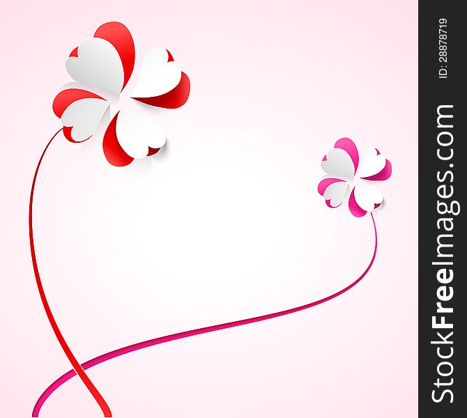 Vector background with flowers. Scarlet heart