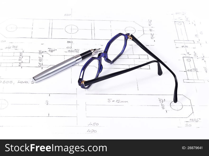 Business plan-glasses and pen