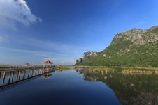 Wooden Bridge In A Lake With Reflection Stock Images Wooden Bridge In A Lake With Reflection Stock Images