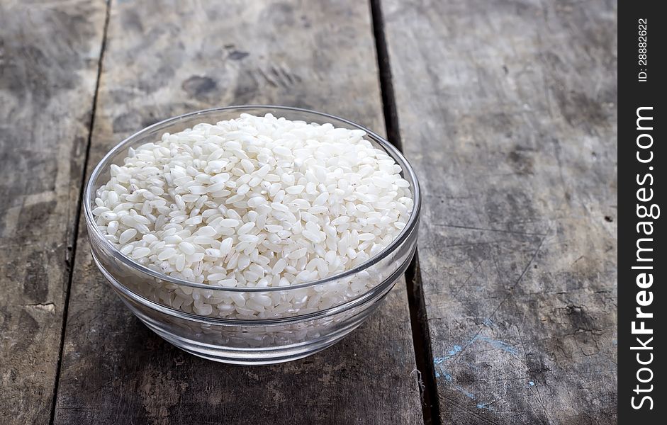 Asian rice bowl on the table.