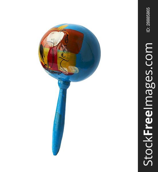 Rhythm percussion instrument maraca on white background