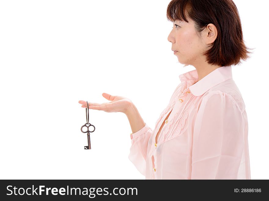 Asian Woman Holding Key