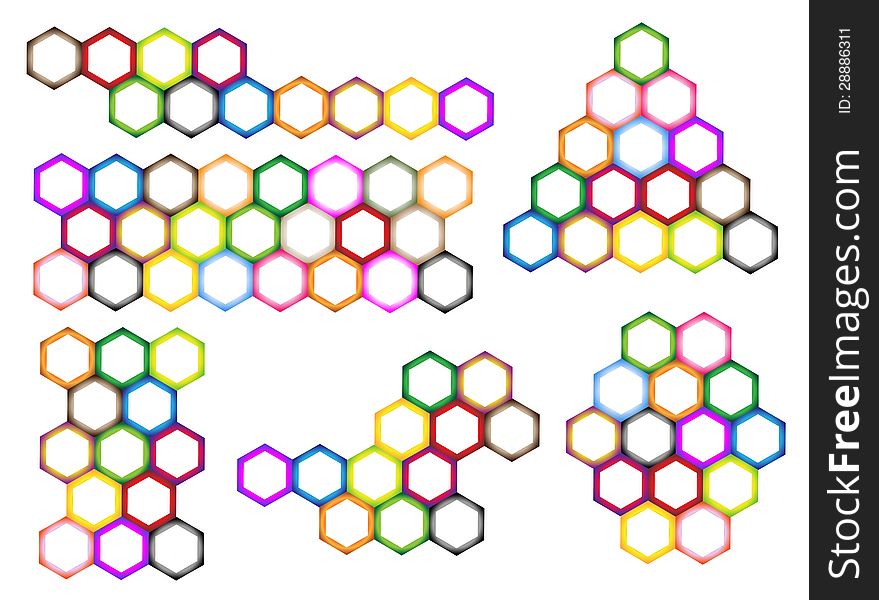 The Colorful Variations Hexagon Pattern with Copy Space for Add Content or Picture. The Colorful Variations Hexagon Pattern with Copy Space for Add Content or Picture