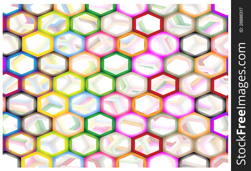 Multi Colors Of Hexagon On Abstract Background