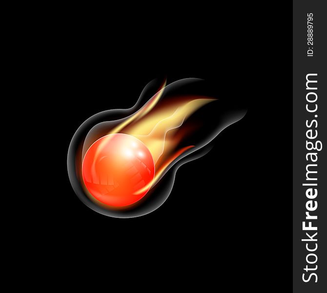 3D sphere with fire flames as background