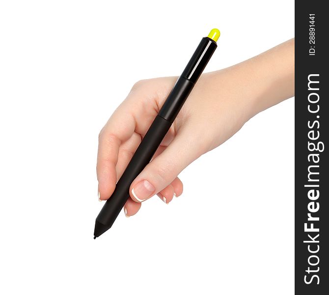 Isolated Female Hand With Pencil