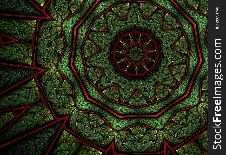 Christmas themed flower, digital fractal artwork, abstract illustration