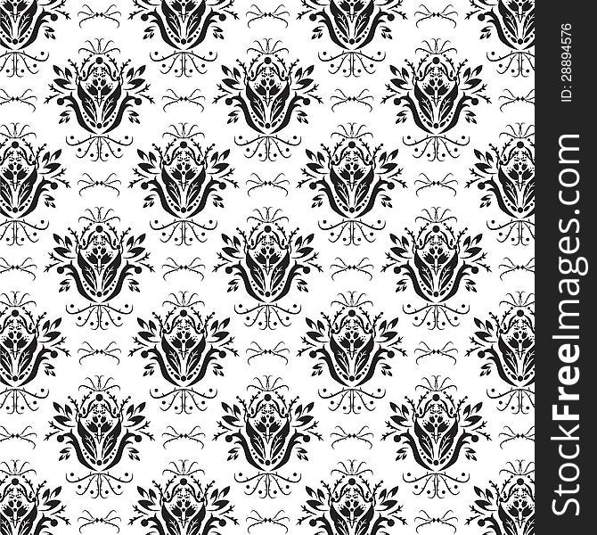 Floral Black & White Background